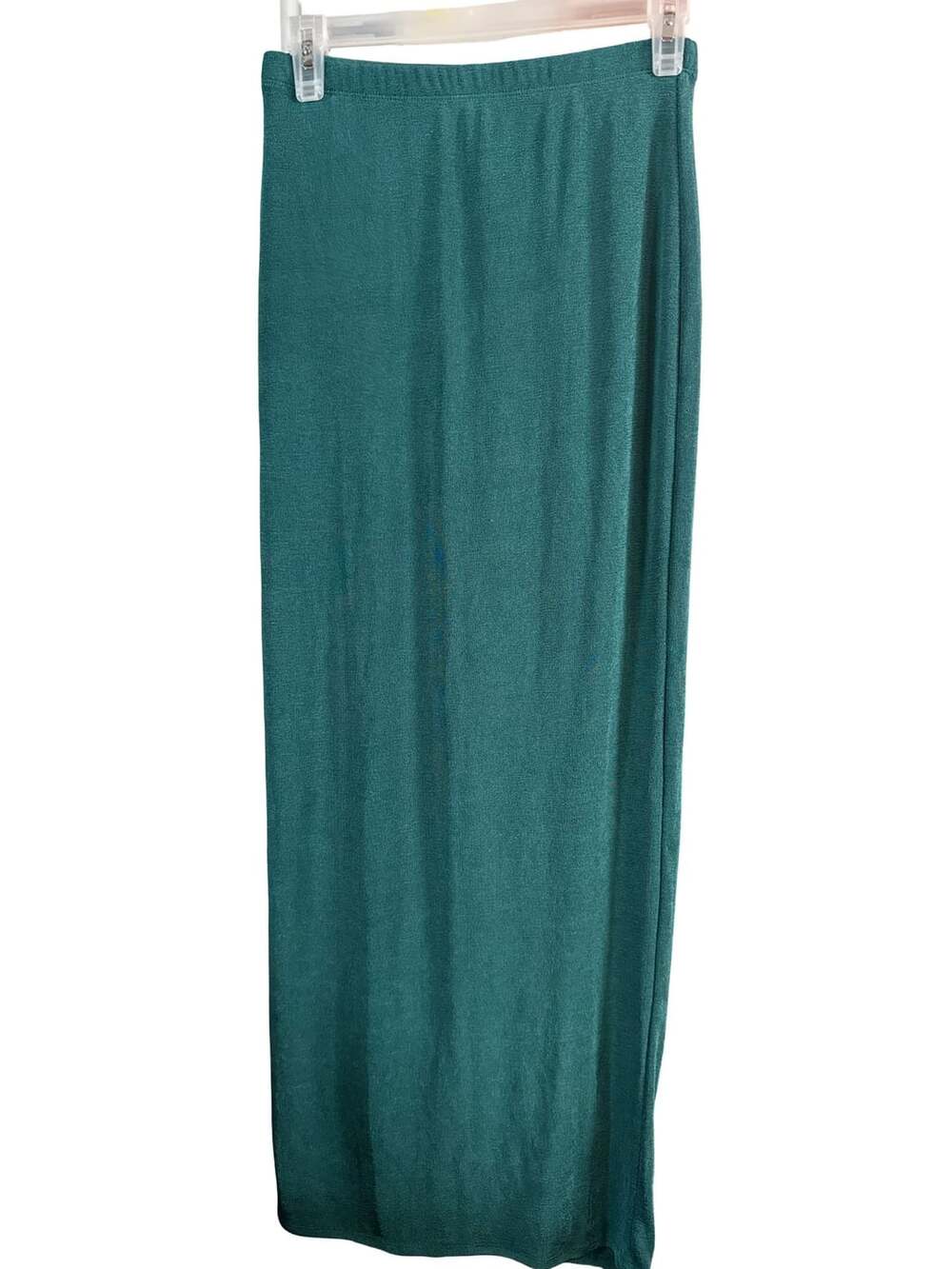 Wild Fable Dark Green Shimmery Maxi Skirt with Front Slit